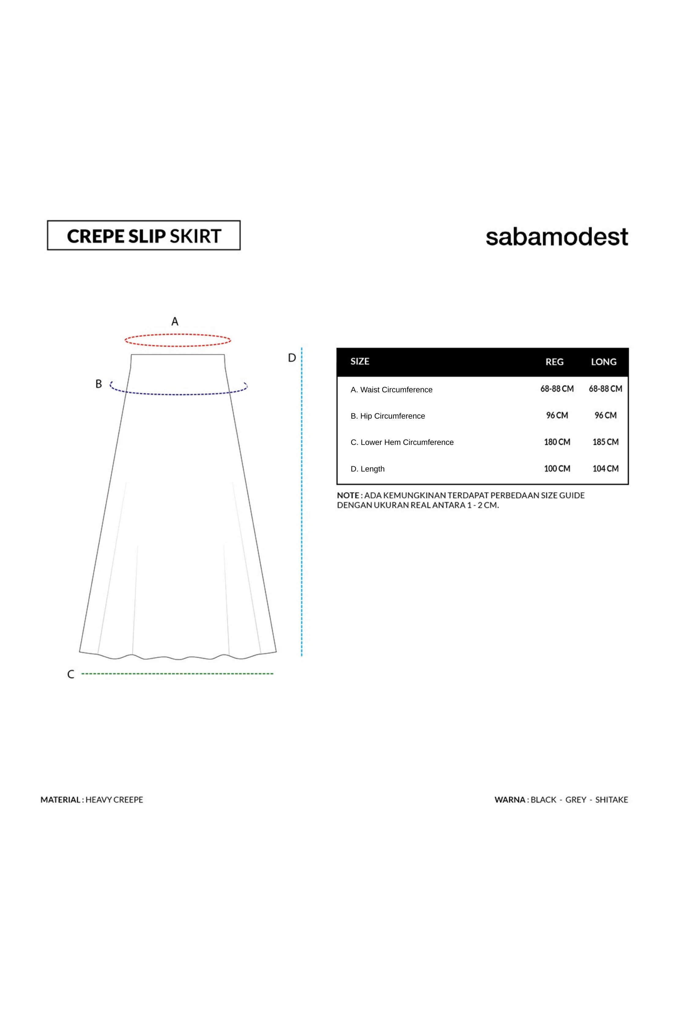 Sabamodest | Crepe Slip Skirt Shitake