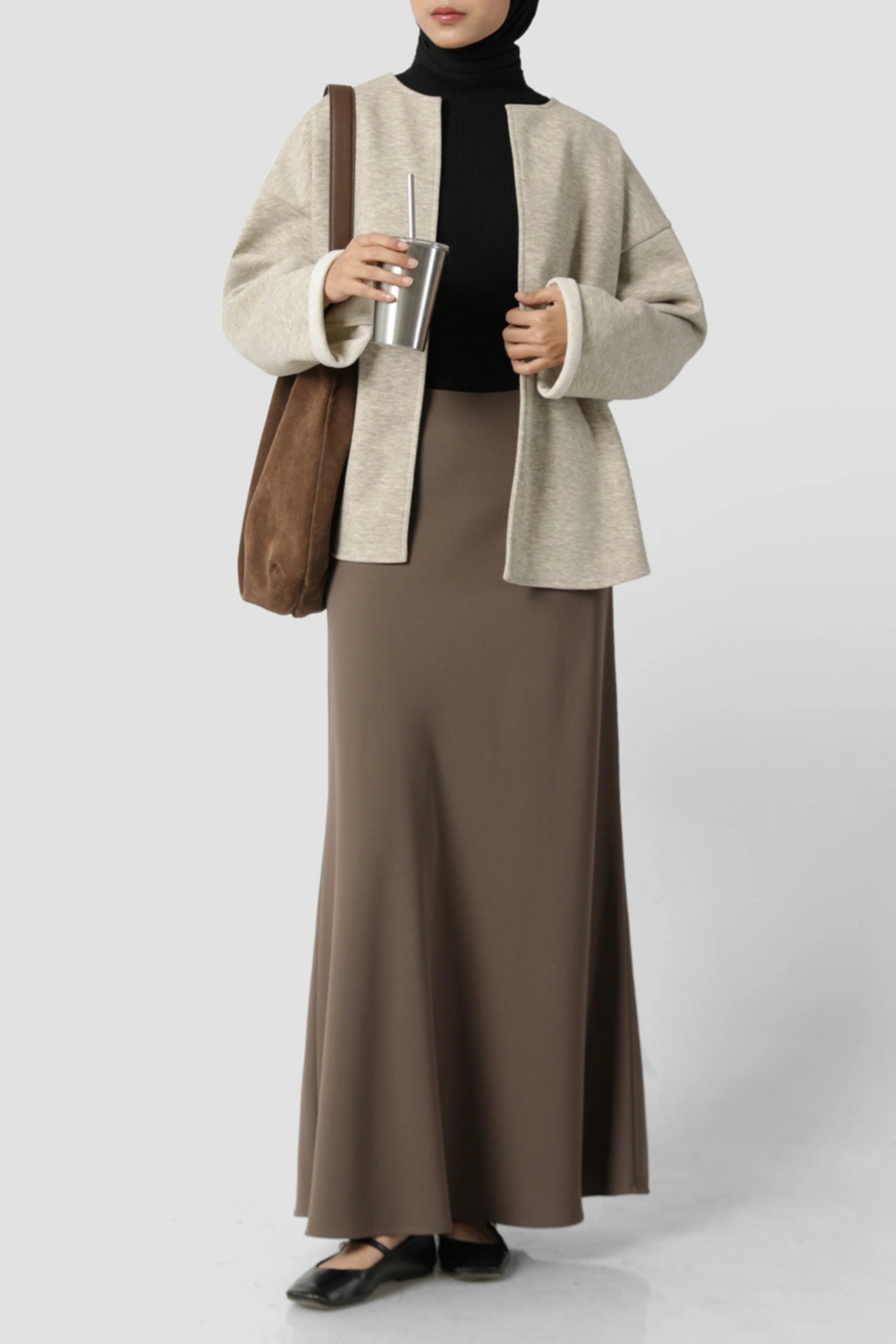 Sabamodest | Crepe Slip Skirt Shitake