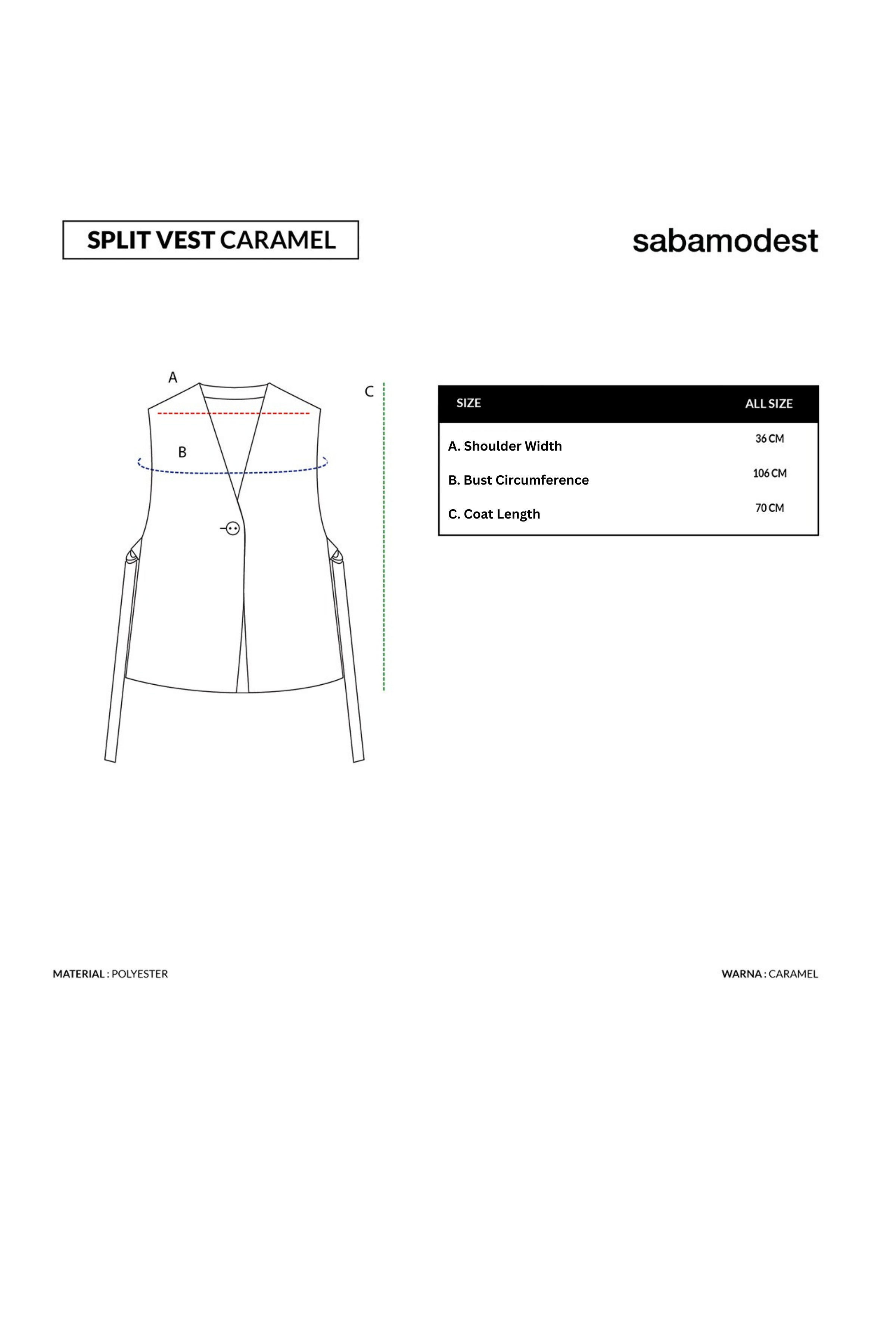 Sabamodest | Split Vest Caramel